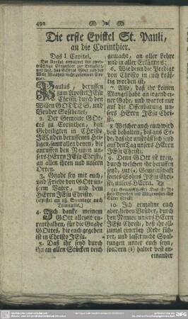 Die erste Epistel St. Pauli, an die Corinthier