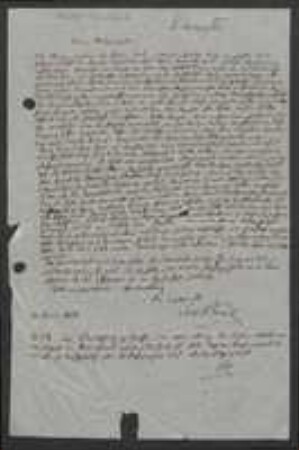 Brief von August Kanitz an Unbekannt