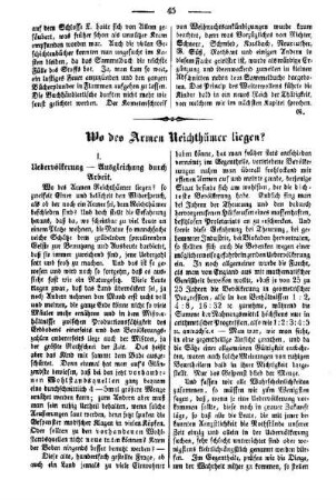 Wo des Armen Reichthümer liegen?