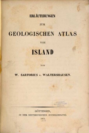 Geologischer Atlas von Island : nebst: Erläuterungen, II