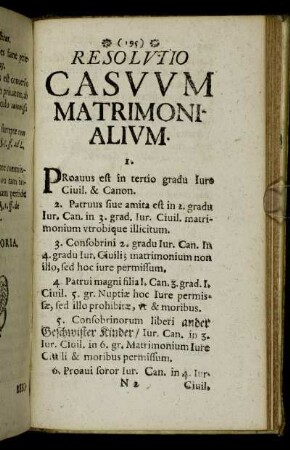 Resolvtio Casvvm In Matrimonialivm.