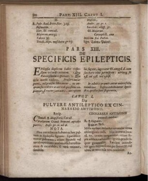 Pars XIII. De Specificis Epilepticis.