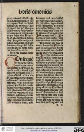 Consequenter queritur de modo dicendi horas canonicas, est autem modus dicendi horas secundum modum et formam et dispositionem ecclesie cathedralis...
