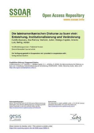 Die lateinamerikanischen Diskurse zu buen vivir: Entstehung, Institutionalisierung und Veränderung
