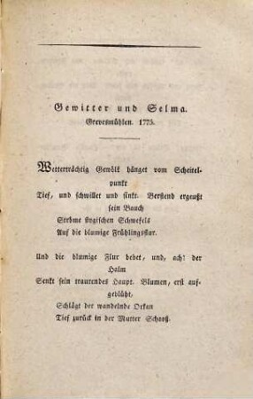 Dichtungen, 6. Lyrischer Gedichte erste Sammlung, erstes und zweites Buch