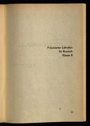 Präzisierter Lehrplan für Russisch Klasse 8