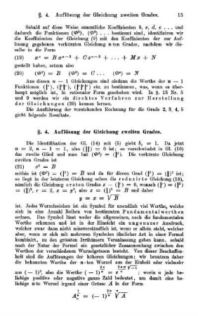 §. 4. Auflösung der Gleichung zweiten Grades.