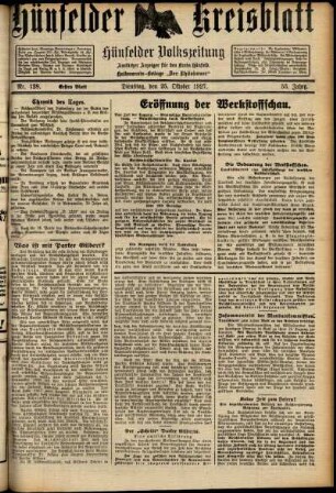 Erste Ausgabe vom Dienstag, den 25. Oktober 1927.