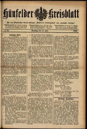 Ausgabe vom Dienstag, den 14. Juni 1898.