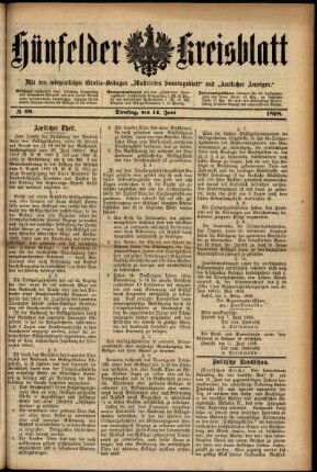 Ausgabe vom Dienstag, den 14. Juni 1898.