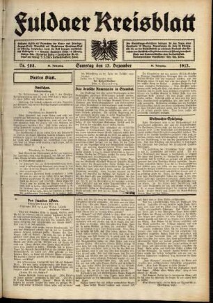 Vierte Ausgabe vom Samstag, den 13. Dezember 1913.