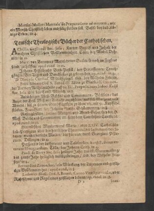 Teutsche Theologische Bücher der Catholischen.