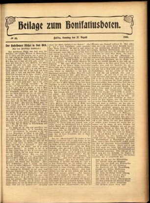 Zweite Ausgabe vom Sonntag, den 27. August 1905.