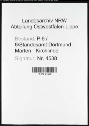 Sterberegister Standesamt Dortmund-Marten-Kirchlinde (XII)