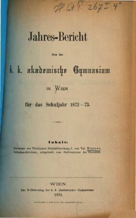Jahresbericht. 1872/73