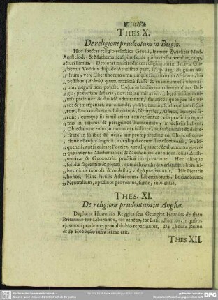Thes. XI. De religione prudentum in Anglia