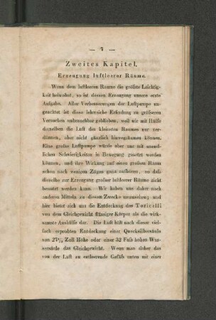 Zweites Kapitel. Erzeugung luftleerer Räume.