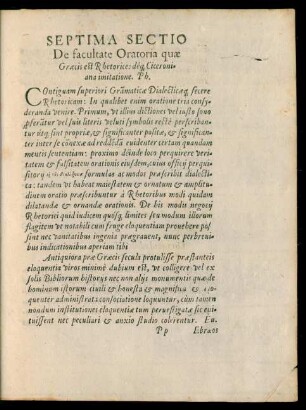 Septima Sectio De facultate Oratoria ...