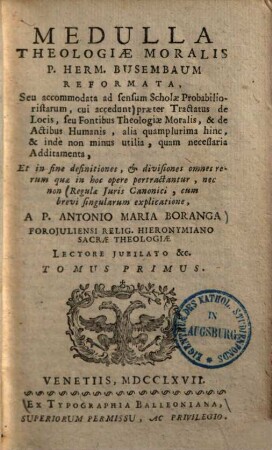 Medulla theologiae moralis. 1