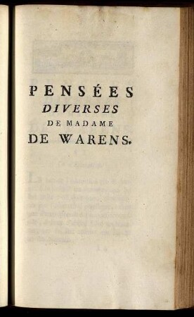 Pensées Diverses De Madame De Warens.