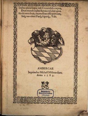 Epicedion continens luctuosissimam querimoniam de obitu Ludovici Comitis Palatini