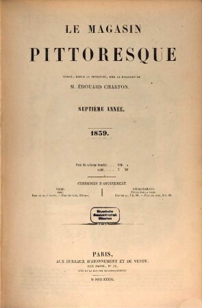 Le magasin pittoresque. 7. 1839
