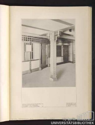 Teil V. Tafel 42. Untergrundbahnhof Wilhelmplatz: Teilansicht des Vorraums. Architekt: Alfred Grenander.