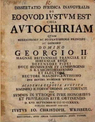 Diss. iur. inaug. de eo quod iustum est circa autochiriam