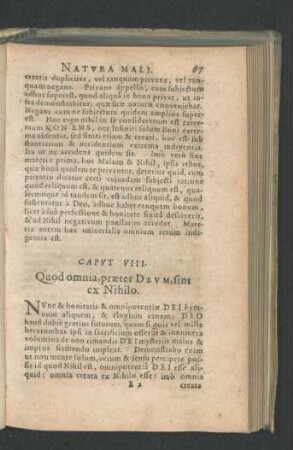 Caput VIII. Quod omnia, praeter Deum, sint ex Nihilo.