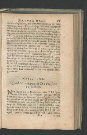 Caput VIII. Quod omnia, praeter Deum, sint ex Nihilo.