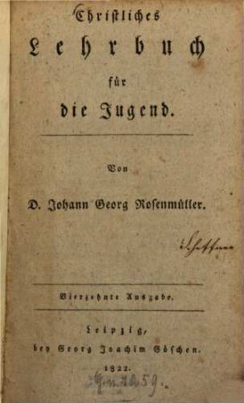 Christliches Lehrbuch für die Jugend