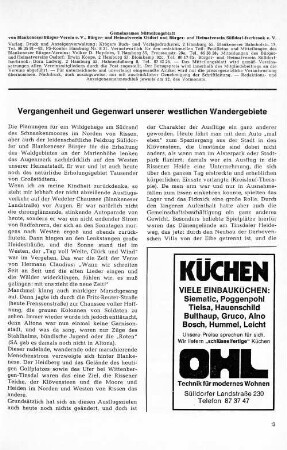 Vergangenheit und Gegenwart unserer westlichen Wandergebiete