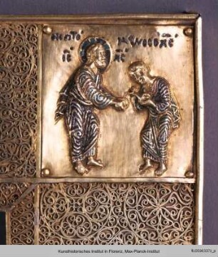 Mandylion : Äußerer Paläologischer Rahmen mit Szenen der Mandylion-Legende : Christus wäscht sein Gesicht