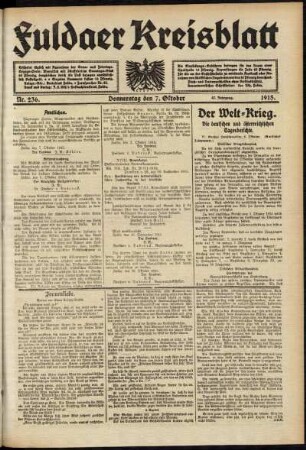 Ausgabe vom Donnerstag, den 07. Oktober 1915.