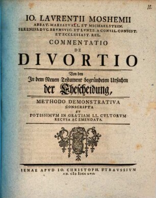 Commentatio de divortio