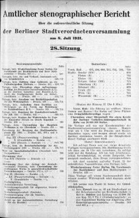 Sitzung 28, 8. Juli 1931