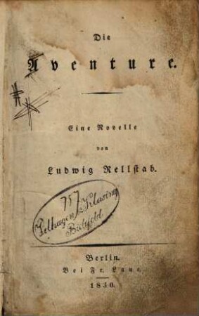 Die Aventure : e. Novelle