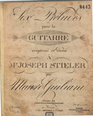 Six préludes pour la guitarre : oeuv. 83