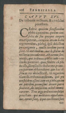 Caput XVI. De tribunis militum, & consulari potestate