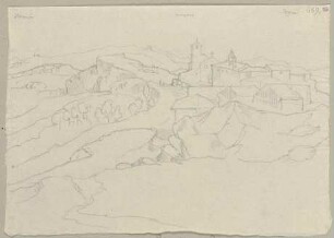 Blick auf Segni sowie in der Ferne Genazzano und Palestrina