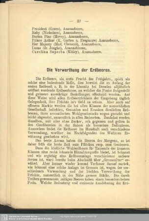 Die Verwerthung der Erdbeeren
