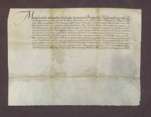 Lehenbrief des Bischofs Marquard zu Speyer für den Abt des Klosters Schwarzach Johann Caspar über die Güter des Klosters