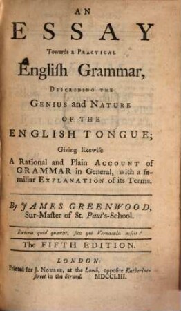 An essay towards a practical English Grammar