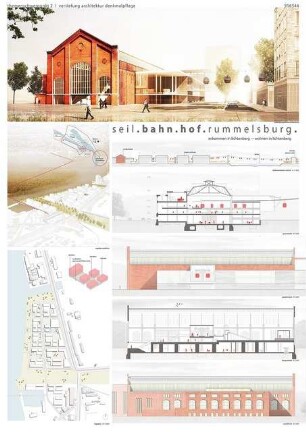 Neuland Lichtenberg Schinkelwettbewerb 2015: Perspektivische Ansichten, Lageplan 1:2000, Schnitte 1:1000, Schnitte und Ansichten 1:200