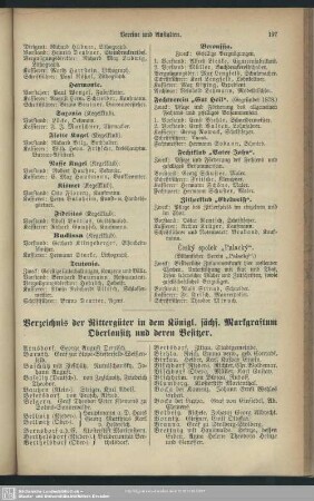Verzeichnis der Rittergüter in dem Königl. sächs. Markgrafentum Oberlausitz und deren Besitzer