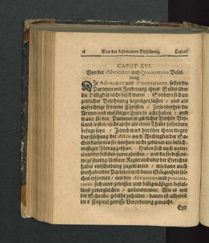 Caput XVI. Von der Advocaten und Procuratoren Befolgung.