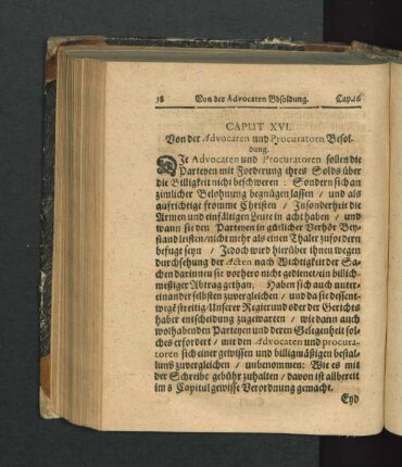 Caput XVI. Von der Advocaten und Procuratoren Befolgung.