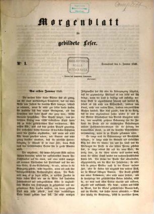 Morgenblatt für gebildete Leser. 42,1. 1848