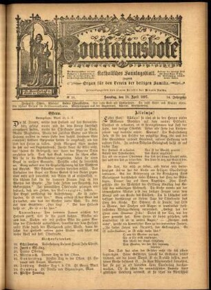 Erste Ausgabe vom Sonntag, den 18. April 1897.