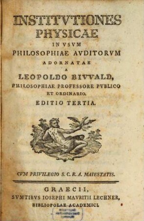 Institvtiones Physicae : In Vsvm Philosophiae Avditorvm Adornatae, 1